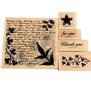 Stampin Up Fresh Cuts Rubber Stamp Set Floral & Script Patterns